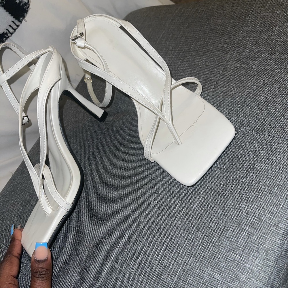 white strap mules